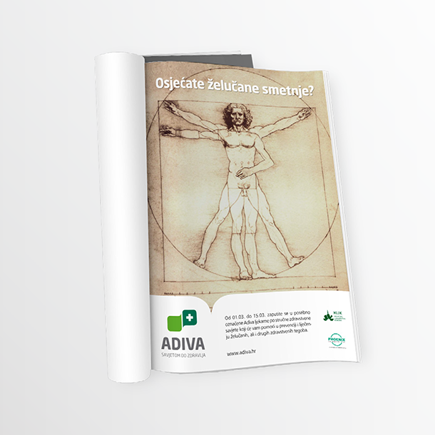 Adiva Gastro magazine add, Vitruvian Man