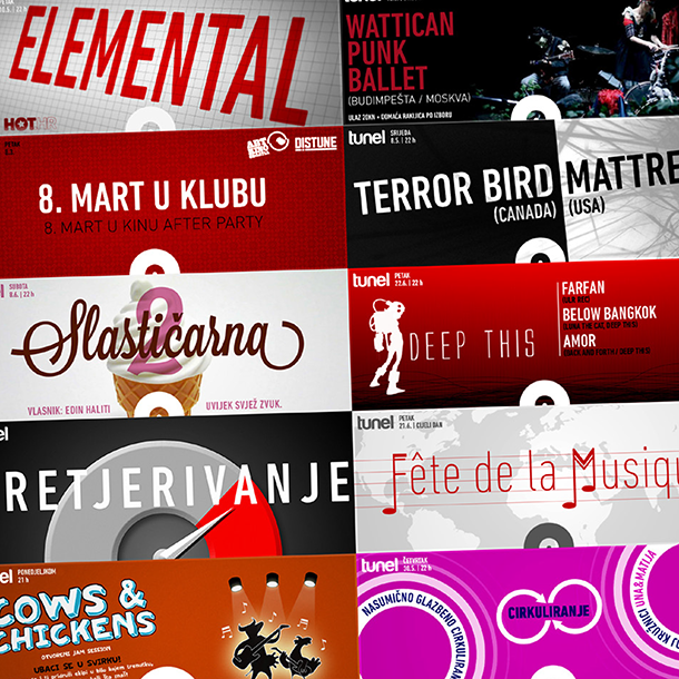 Various promotional covers for Tunel